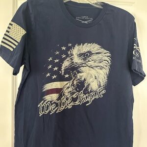 Navy Graphic T-Shirt with Eagle and Flag Design